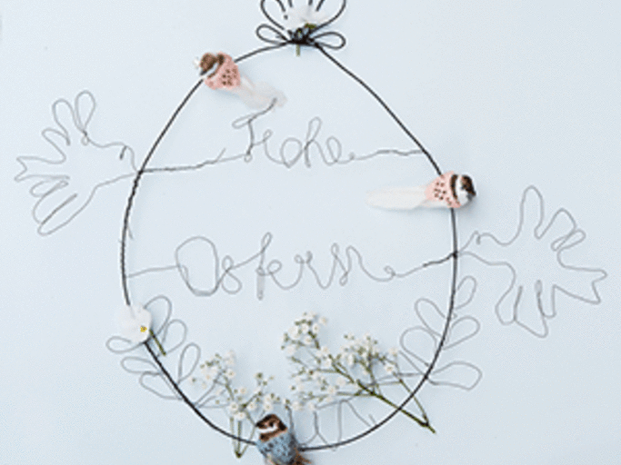 Osterbilder aus Draht verschönern dein Zuhause. "Frohe Ostern" Bild aus Draht